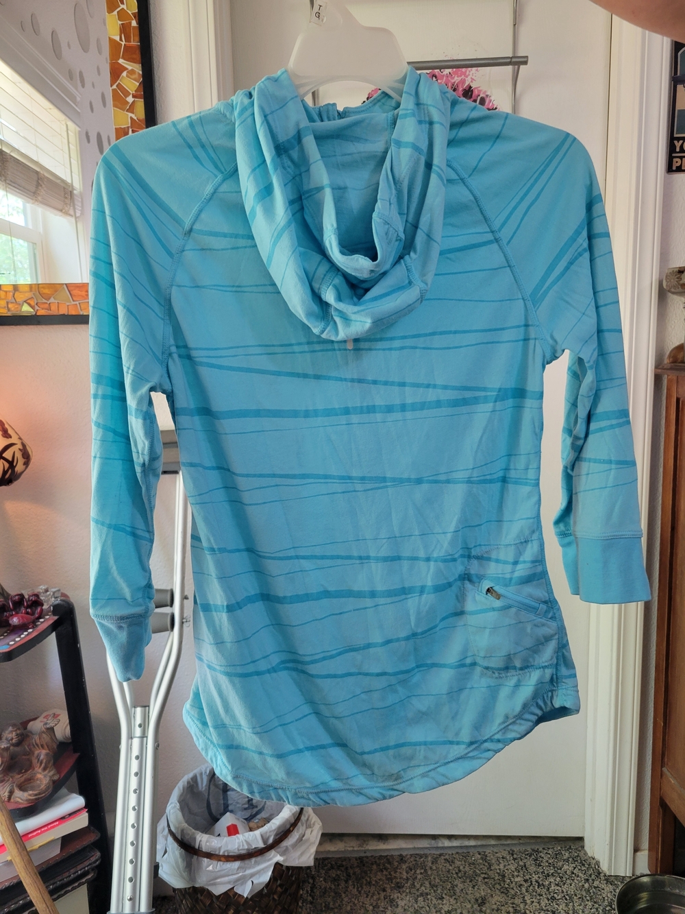 Nike Aqua Blue Striped Half-Zip Hoodie - Picture 9 of 9